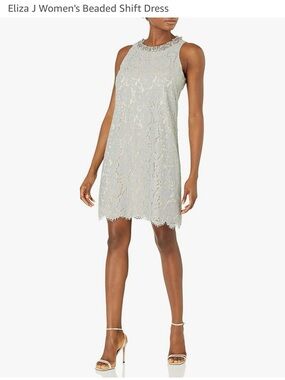 Eliza J Pale Blue Lace Beaded Neckline Mini Dress NWT SIZE 2